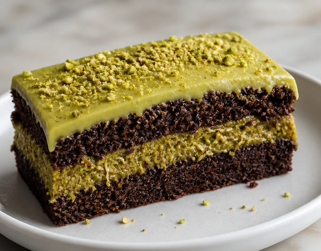 Pistachio Kunafa Chocolate Cake