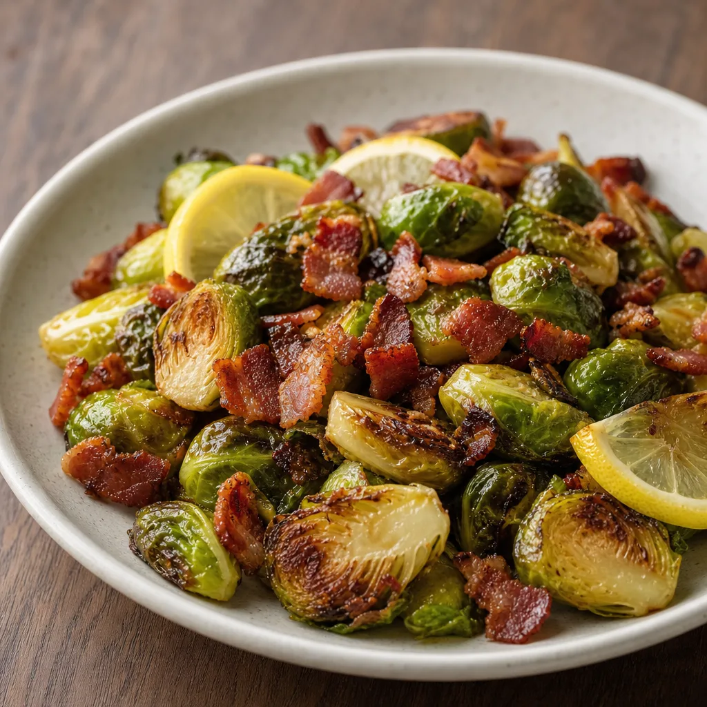 Roasted Brussels Sprouts with Lemon and Bacon