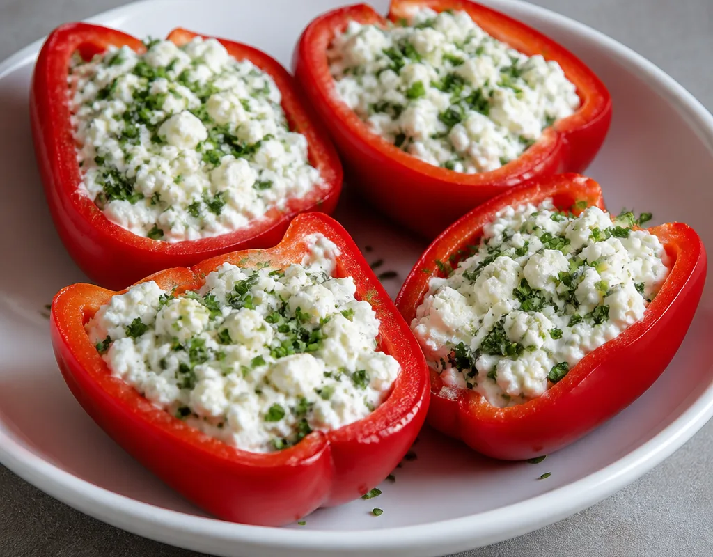 Stuffed Bell Peppers with Cottage Cheese and Feta